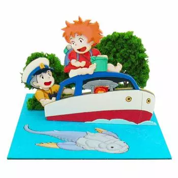 Sankei Studio Ghibli Миниатюрная Рыбка Поньо на скале у моря Бумажная модель, немасштабная MP07-40