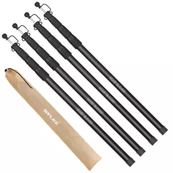 SANLIKE брезент телескопический раздвижной общая длина исходный диаметр навес бесступенчатый без сборки брезентовый комплект палаток для кемпинга на открытом воздухе черный из 4 недостаточно чёрный