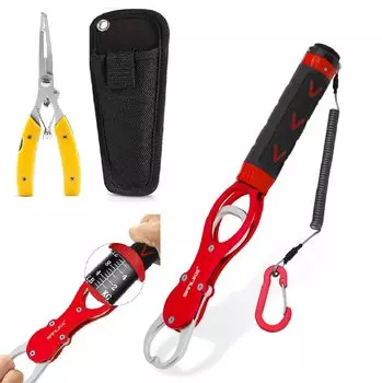 SANLIKE Fish Grip с измерительными плоскогубцами для ловли рыбы, набор для ловли рыбы Fish Grip, легкий алюминиевый чехол для хранения Fish Grip с защитой от потери
