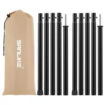 SANLIKE Tent Pole Tarp Pole 5 Joints Push Button Type Sub Pole Camping Equipment Outdoor Setup Diameter 19mm Length Black 2.0m