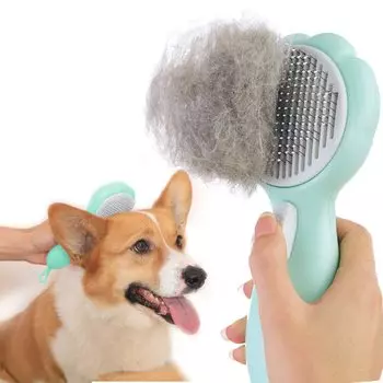 SanMori Pet Brushing Healing Slicker One Push Hair Removal No Полностью щадящий для собак как средней длины, так и для пород [Подлинный продукт]