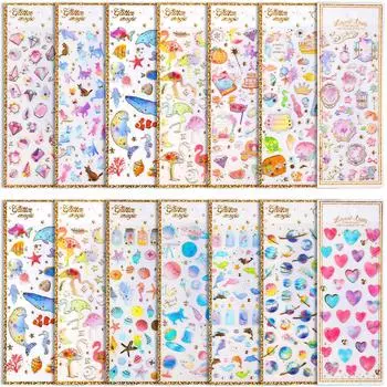 SANNIX Glitter 14 Reward Notebook Pukupuku Glitter 3D Deco Schedule Celestial Heart Pattern и Cat Fish Наклейки, Девочки, Листы, Наклейки, Наклейки,