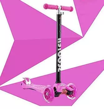 Sanpoyoshi Kickboard 3 Wheels Kids LED Lighting Wheels Kick Skater Kick Scooter Kids Foot Brake Gift Birthday Tricycle Easy Skater SCOOTER розовый