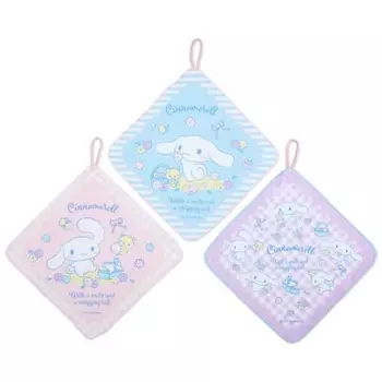Sanrio 631060 Set of 3 Towels with Loop Cinnamoroll Cinnamoroll Wash Towel Character 27 x 0.2 x 27cm