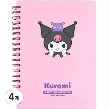 Sanrio Блокнот Kuromi, 5 секций, розовый (случайная доставка), 4 шт.