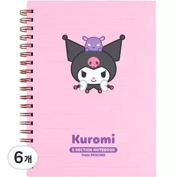 Sanrio Блокнот Kuromi, 5 секций, розовый (случайная доставка), 6 шт.