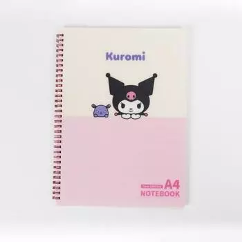 Sanrio Блокнот с линованной подкладкой, ПП-обложка с одним кольцом, размер А4, Kuromi (цвета слоновой кости), 1 кусок