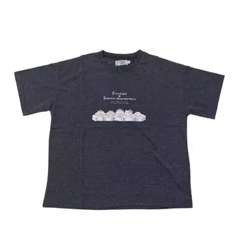 Sanrio Casual Shirotan Collaboration Short Sleeve Featuring Hello and Charcoal Gray T-Shirt Kitty, Hangyodon, Pompompurin, Cinnamoroll, Shirotan,