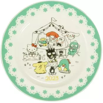 Sanrio Character Kitty My Melo Cinnamoroll Pochaco Керамическая тарелка Years Plate 2023 Edition Сделано в Японии Yamaka Shoten SAN2023YP (с подставкой)