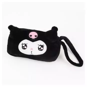 Sanrio Characters Cute Emo Kung Square Pouch Plush Pencil Case, Kuromi, 1 шт.