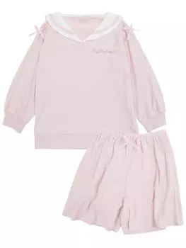 Sanrio Characters My Melody Kuromi Kids Пижама с длинным рукавом Морские шорты Весна Осень Розовый Фиолетовый 130 см 140 см 150 см 160 см [Kaitak Family] (140см,