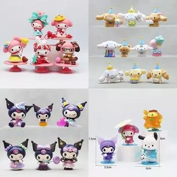 Sanrio Cinnamoroll Kuromi My Melody Pom Pom Purin Hello Kitty Фигурка для украшения торта, аксессуар, C-01, 1 шт., популярный персонаж в Корее