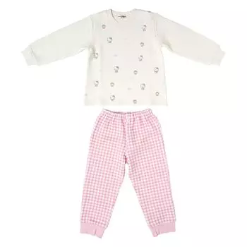 [Sanrio] Детская стеганая пижама Hello Kitty 140 см 100% хлопок с длинными рукавами, комплект из верха и низа 237396