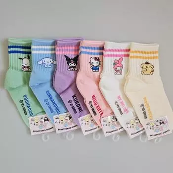 Sanrio Детские носки для младенцев 23 года, новые 6 комплектов, детские носки Sanrio Junior, лицензионные, оригинальные, подарок