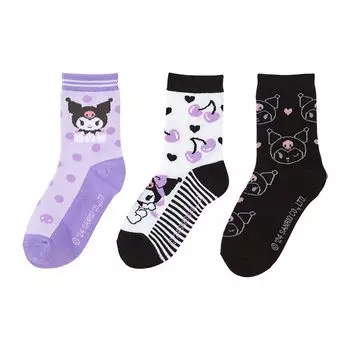 Sanrio Детские носки Sanrio, комплект из 3 пар носков Kuromi Kuromi Character 455539 SANRIO (САНРИО) 19-21см Куроми-тян