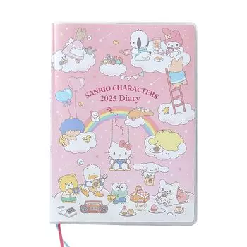 Sanrio Дневник B6 Персонажи Sanrio 2025 Планировщик Октябрь с наклейками для расписания и закладкой 457621 (Тип блока) (Начинается 2024)