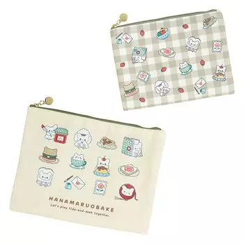 Sanrio Flat Pouch Set Hanamaru Ghost Полиэстер Хлопок Сталь 931021 (Всегда вместе!)