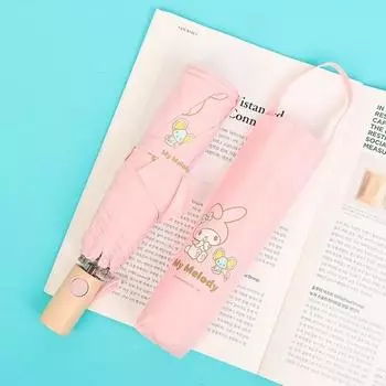 Sanrio Полностью автоматический 3-ступенчатый зонтик, женский зонт, длина 55 см, популярный персонаж в Корее