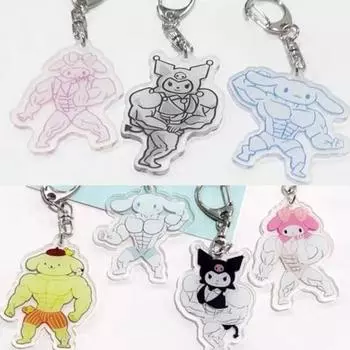 Sanrio Брелок Health Muscle Hellchang, акриловый брелок Muscle / Mamel Kuromi Cinnamoroll, подарочный предмет дружбы, популярный персонаж в Корее