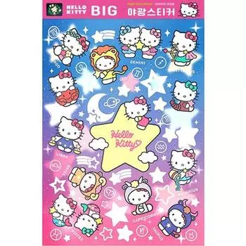 Sanrio Hello Kitty большая светящаяся наклейка, цветная, 1 шт.