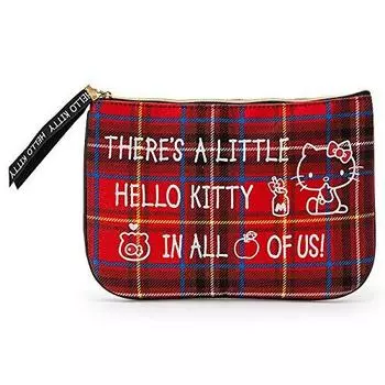 Sanrio Hello Kitty Flat Pouch Kitty Tartan (Привет, Красный)