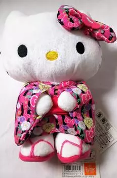 Sanrio Kawaii Japan Hello Kitty Standing Pose Plush Toy S Size Height 20cm Black Pink