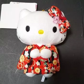 Sanrio Kawaii Japan Hello Kitty стоящая плюшевая игрушка-талисман черный красный