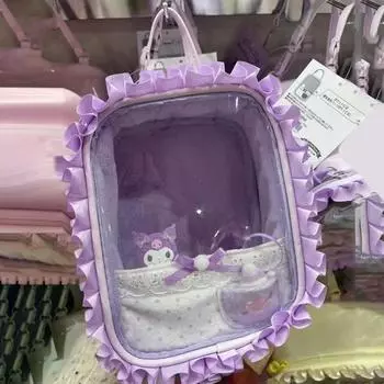 Sanrio Kawaii Кукла Прозрачная Кружевная Сумка-Подвеска Кукла Аниме Персонажа Аксессуары-Пустышки Пылезащитный Дисплейный Мешок Подарок для Девочки