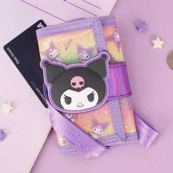 Sanrio Кошелек-ожерелье Kuromi Bling 3 Tier, популярный персонаж в Корее