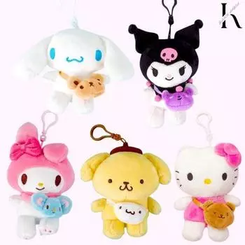 Sanrio Кукольные друзья сумка кольцо брелок кукла брелок автомобиль брелок Cinnamoroll My Melody Kuromi Pom Pom Purin