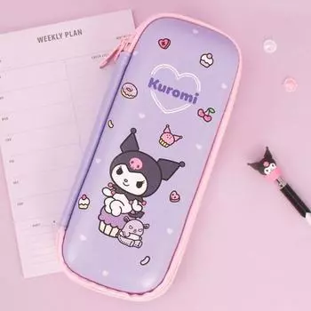 Sanrio Kuromi Candy EVA 2-х уровневая сумка-ручка для пишущих инструментов Чехол-карандаш, фиолетовый