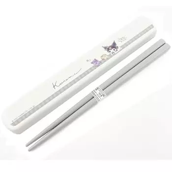 Sanrio Kuromi Chopsticks Chopsticks Case Pull Lid Type Gray 5750 Kamio Japan Cute Lunch Box Lunch Excursion 303575 &