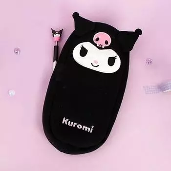 Sanrio Kuromi Чехол для лица Тип Пенал Ручка Пенал Женский студент Косметика Вещи Многоцелевой чехол Подарок, черный