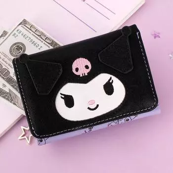 Sanrio Kuromi FACE половина кошелька студенческий тип на молнии товары с персонажами