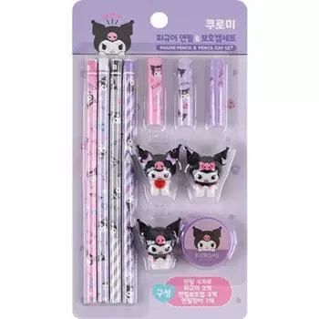 Набор карандашей и защитных колпачков Sanrio Kuromi, случайная поставка, 1 набор