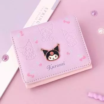 Sanrio Kuromi, простой кошелек для женщин, юниоров, мини-тонкий кошелек для транспорта, половина кошелька, подарок