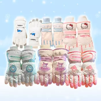 Sanrio Лыжные перчатки зимние пастельные Cinnamoroll Kuromi Melody Hangyo-dong водонепроницаемые для сна kitty