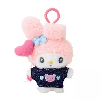 Sanrio Mascot Holder My Melody Plush Keychain 181765 (Denim Patch)