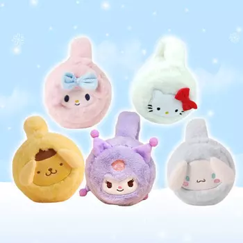 Sanrio Меховая шапка с наушниками Cinnamoroll Kuromi My Melody Winter Cold Warm Insulation Pom Pom Purine