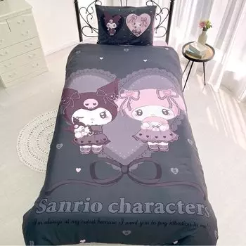 Sanrio Midnight Merokuro Kuromi My Melody 3-х предметный пододеяльник комплект наволочка простыня пододеяльник одиночный персонаж SB-658-S