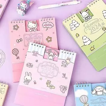 Sanrio Мини-календарь с персонажами на 2024 год, настольный календарь, Pom Pom Purin_Stand Calendar