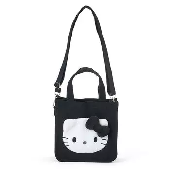 Sanrio Mini Tote Bag Love Hello Hello Kitty Black and Steel Shoulder Bag for Ages 3 and Up 2-Way (I Kitty) Cotton, Polyester, (Product Code 606421)