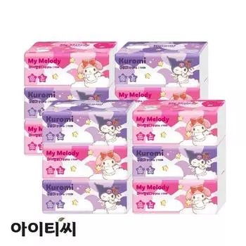 Sanrio My Melody & Kuromi Pop-up Tissue 3-слойная натуральная целлюлоза, 110 листов, 12 шт., популярный персонаж в Корее