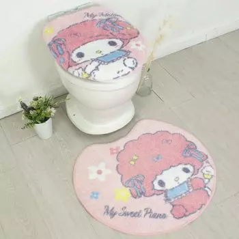 Sanrio My Melody My Sweet Piano Туалетный набор из 2 предметов Туалетные принадлежности Коврик для унитаза для теплой воды, сиденье для унитаза, чехол для унитаза с персонажем My Melody