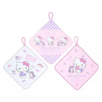 SANRIO Набор из 3 полотенец с петлей Hello Kitty для детей с антибактериальной обработкой и именем Space Nursery School Kindergarten 249483