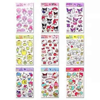 Персонажи Sanrio Petit Tattoo Sticker 9P Set Diary Decoration Cinnamon Roll Kurumi My Melody Pochaco Pom Pom Purin Детские персонажи