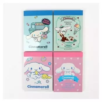 Sanrio Персонажи Прекрасный удобный блокнот, 4 предмета, который легко помещается в руке, 4 упаковки, булочка с корицей.