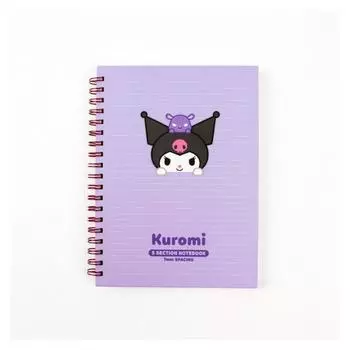 Sanrio Персонажи Толстый блокнот на пружинной подкладке, разделенный на 5 частей, Том 1, Фиолетовый Куроми