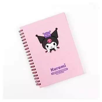 Sanrio Персонажи Толстый блокнот на пружинной подкладке, разделенный на 5 секций, Том 1, Розовый Куроми