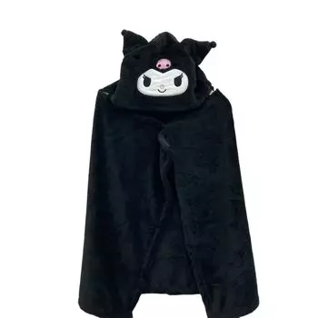 Sanrio плюшевое пончо Hangyodon Kuromi Pochacco Goods с капюшоном и пушистым принтом, подушка для переодевания, плед, пончо, боа Naniwa, милый теплый подарок